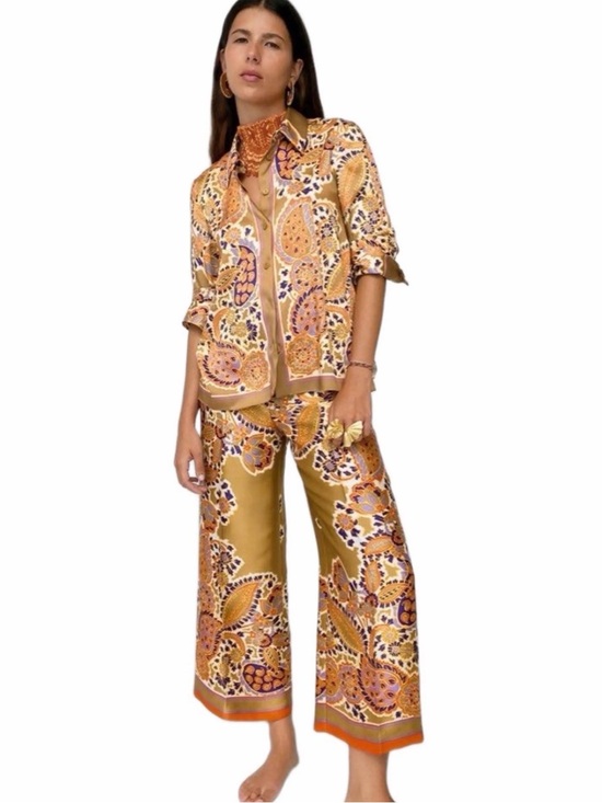 Zara Pants - Zara Floral Paisley Set - Golden Mustard
